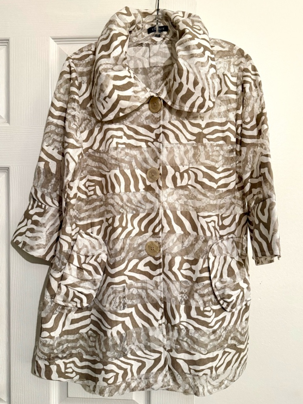 VTG 90s DAMEE Swing Jacket Zebra Print Mesh Lightweight Boho Women M